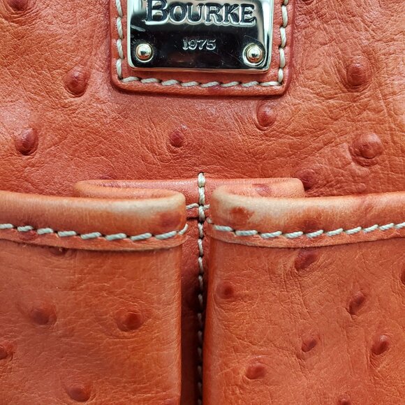 Dooney & Bourke J8611892 Pumpkin Orange Ostrich Leather Medium Hobo Shoulder Bag - Picture 14 of 16